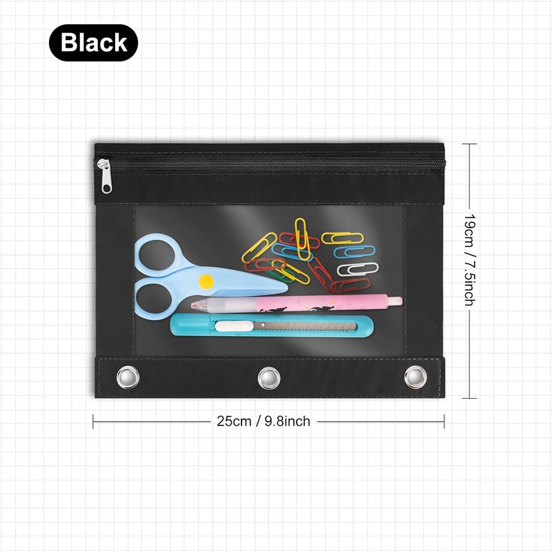 IKAYAS 20 Pack Black Pencil Pouch for 3 Ring Binder Colorful Pencil Pouch with Zipper Bulk, 3 Ring Binder Pencil Pouches Pencil Case Pencil Bags for Classroom Storing School Teacher Supplies - Image 2